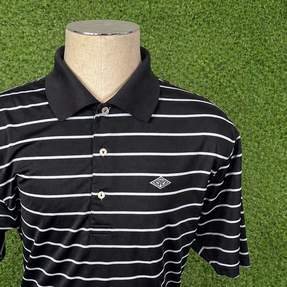 Peter Millar Summer Comfort Breathable Performance Golf Polo Black Striped XL